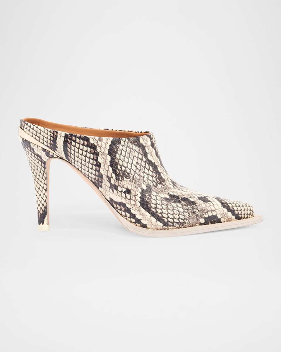 Kelley Python-Embossed Western Mule Pumps